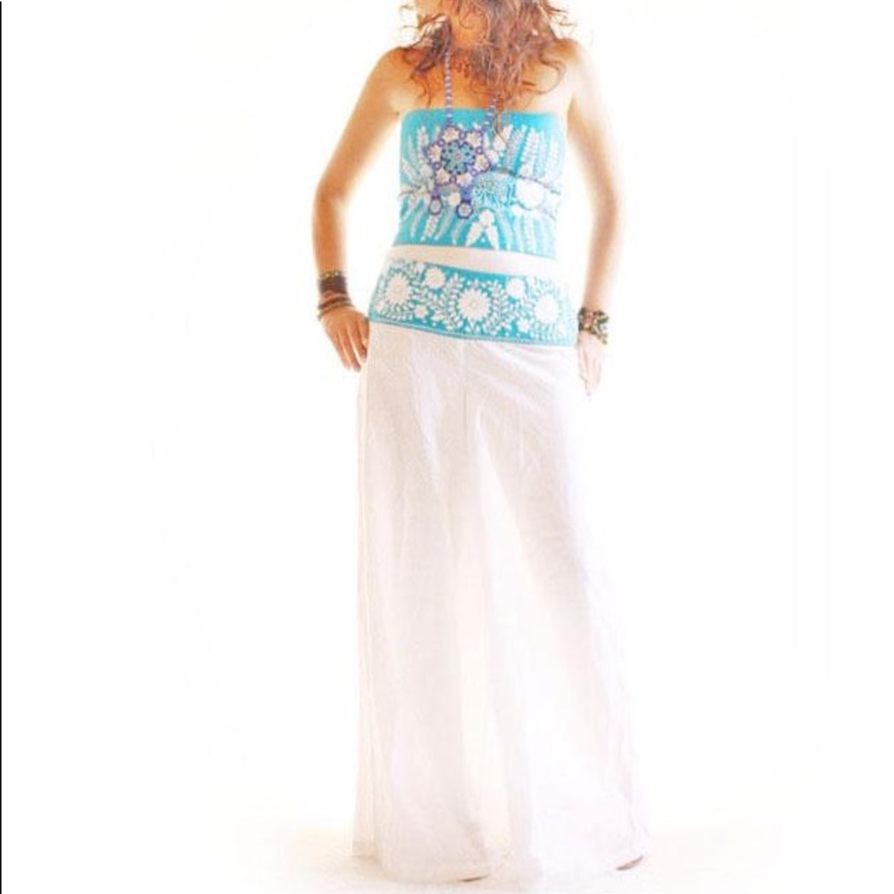 Wide Leg Pants Mexican Embroidered